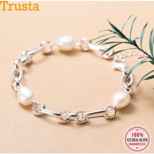 Trustdavis Luxury 925 Sterling Silver Sweet 8mm Baroque Pearl Chain Bracelet For Women Wedding Birthday Fine S925 Jewelry DA1653