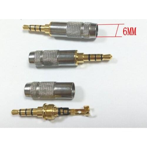 Gold audio 3.5mm Stereo 4 Pole Repair Headphone Jack Plug Cable Solders connector New