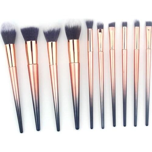 10 PCS Makeup Brush Beauty Tools Gradient Blue Gold Eye Shadow Brush Eyebrow Brush Foundation Brush Makeup Cosmetic Tools TSLM1