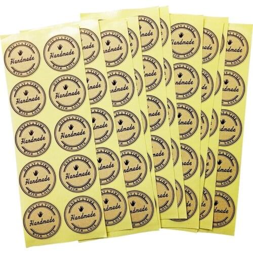 1000 Pcs/lot Kraft Handmade With Love Sticker Round Gift Seal Label Stickers For Handmade Products With A Cute Hands