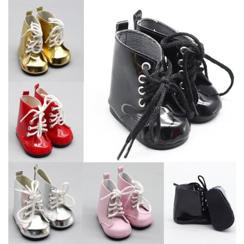 5 Colors 18-Inch Girl Dolls Leather Pu Doll Boots for 43cm Baby Dolls Toy SHoes Dolls Shoes Accessories Gift for Kids