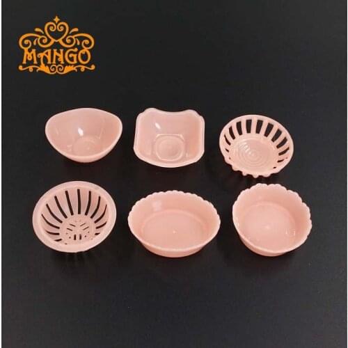 Play toys 1:12 Dollhouse Miniature Kitchen accessories wash CaiKuang pink fruit bowl 6pcs Free shipping