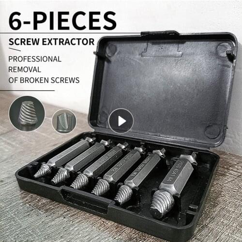 6pcs Damaged Screw Extractor Drill Bit Set Easily Take Out Broken Screw Bolt Remover Stripped Screws Extractor Demolition Tools