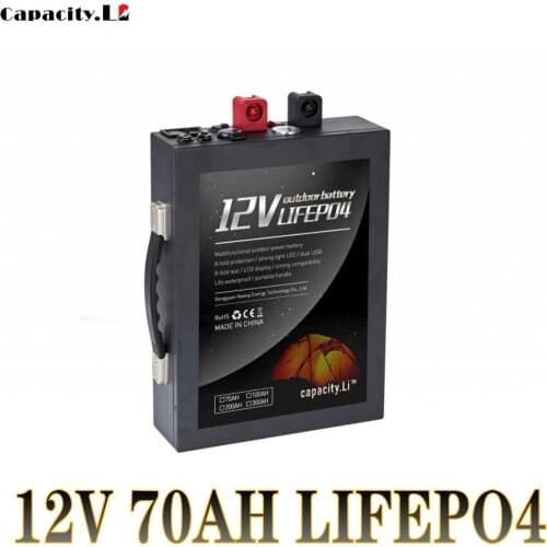 12v 70an lifepo4 rechargeable battery Portable Camping outdoors emergency power supply with BMS 2USB port car cigarette lighter