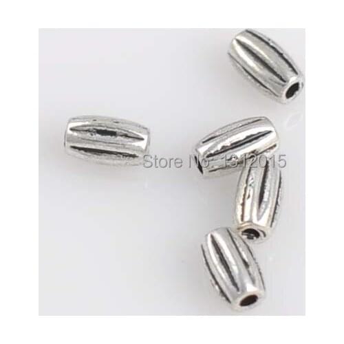Free Shipping!DIY 50PCs Oval Antique Silver Metal Alloy Spacers Beads 7x3.7mm YTC0002