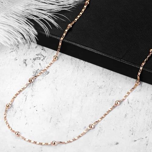 2mm Thin Marina Link Chain 585 Rose Gold Necklace for Women Girls Woman Jewelry Wholesale Valentines Gifts 50cm 60cm CN18