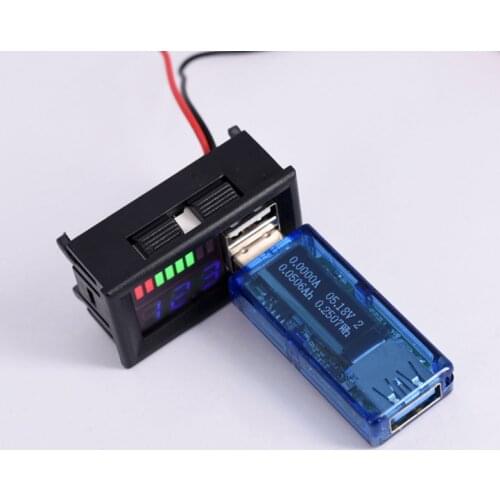 Blue LED Digital Display Voltmeter Mini Voltage Meter Volt Tester Panel For DC 12V Cars Motorcycles Vehicles USB 5V2A output