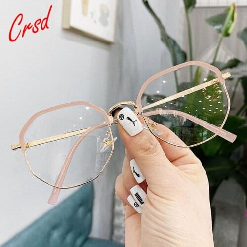 CRSD Metal Anti-blue Myopia Glasses Women&Men Oversized Glasses Frame Nearsighted Prescription Glasses Diopter -1.0 to -6.0