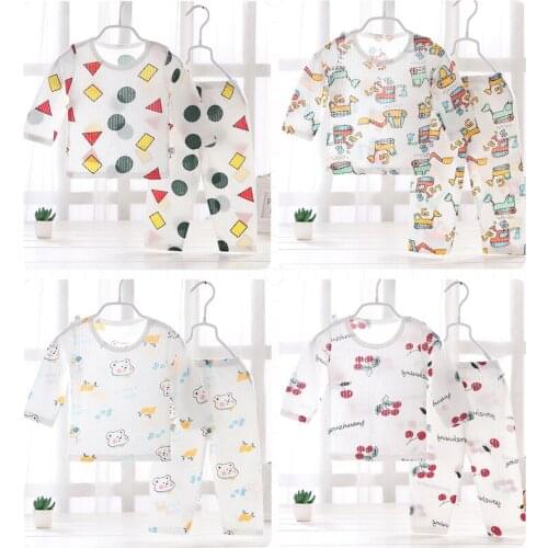 2021 Childrens Pajamas Spring And Autumn New Suit Baby Girl Boy Cartoon Long-Sleeved T-Shirt Top And Pants Baby Home Service