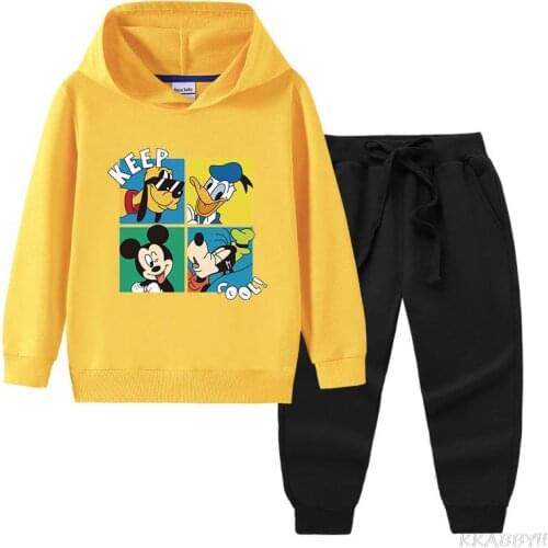 Disney Mickey Mouse Childrens Sets Hoodies pants Boys joggers sportwear Toddler Girl Clothes Sports Suit Tracksuit