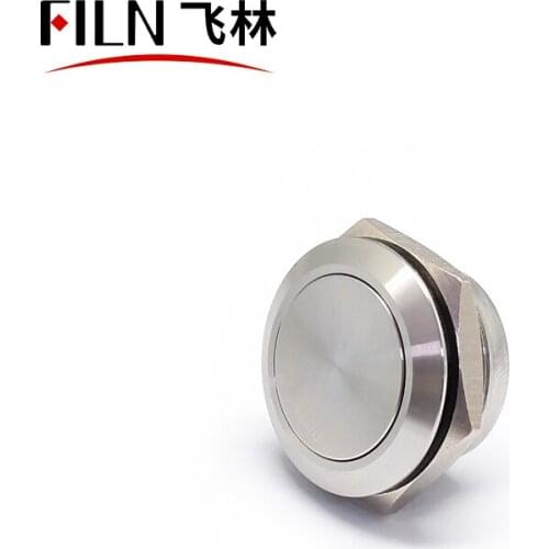FILN Flat Head high quality Momentary 19mm Stainless steel push button switch without light