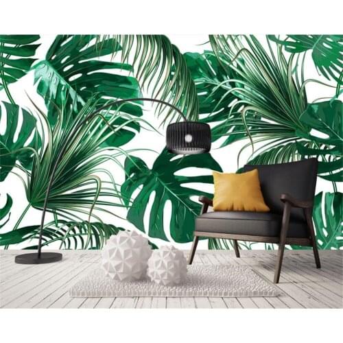 Beibehang Photo Mural Wallpaper Modern Simple Fresh Rain Forest Plant Banana Leaf Garden Mural Wall 3d wallpaper papel de parede