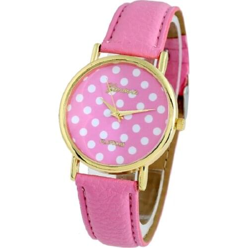 Gnova Platinum Cow polka DOTS Watch Women PU Leather wristwatch casual dress woman Fashion girls Geneva Style Quartz Clock