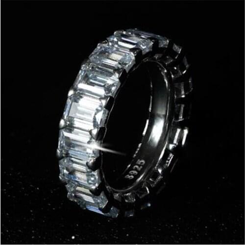 Eternal Eternity Band Ring 925 sterling Silver AAAAA cz Engagement Wedding Band Rings For Women Men Jewelry