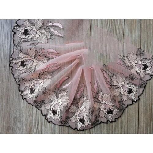 15Yards Lace Clothing Accessories Trims Fine Mesh Tulle Embroidery Skirt Dress Dolls Sofa Curtain Lolita Accessories 15cm Wide