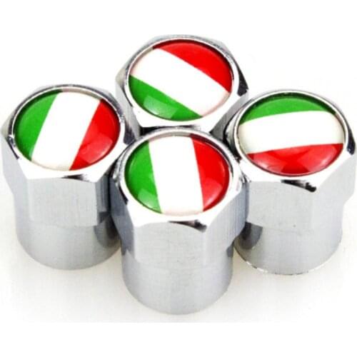 4 X Italian Flag Logo Car Truck Decoration Accessories Metal Wheel Tire Valve Caps Covers for Fiat 500 Abarth 500x 5000L Panda