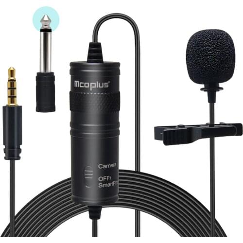 Mcoplus microphon studio 3.5mm Audio Video Record Lavalier Lapel Microphone Clip On Mic for Android Mac DSLR Camcorder Recorder