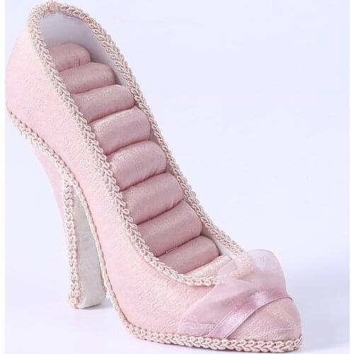 Mini Jewelry Display Stand Wedding Decoration Pink Lace Shoes Heel