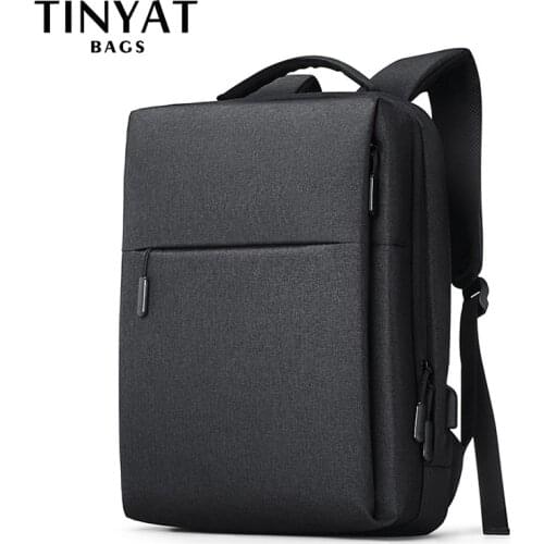 TINYAT Mens laptop backpack USB for 15.6 inch Man backpack Bag 90c open Business Shoulder backpack Male BagPack Travel Mochila