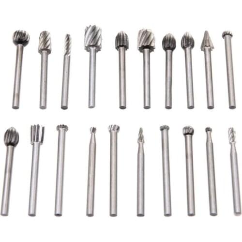 20pcs/Set 3mm Wood Processing Drill Bit Nozzles for Dremel Attachments Wood Carving Woodworking HSS Routing Rotary Milling Tool