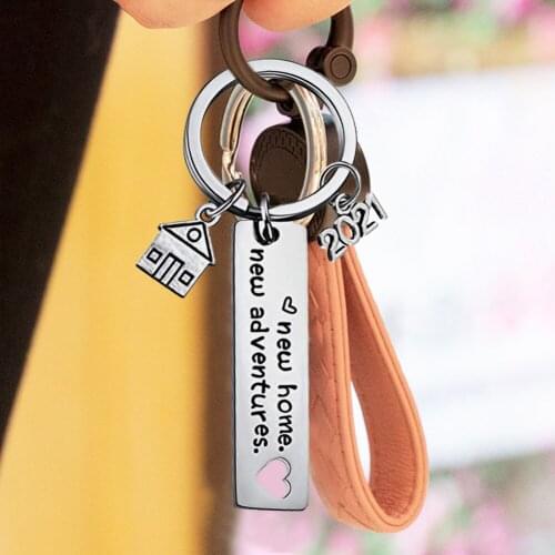2021 Housewarming New Home New Adventures Stainless Steel Keychain Jewelry Gift For New Home Owners