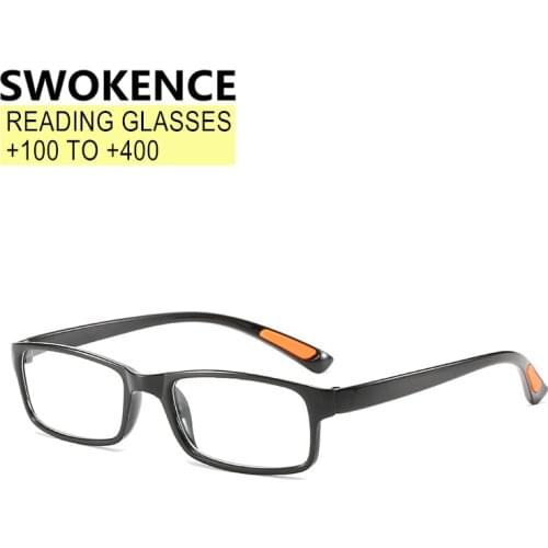 SWOKENCE Ultralight Reading Glasses +100 +150 +200 +250 +300 +350 +400 Women Men Full Frame Hyperopia Presbyopic Spectacles R504