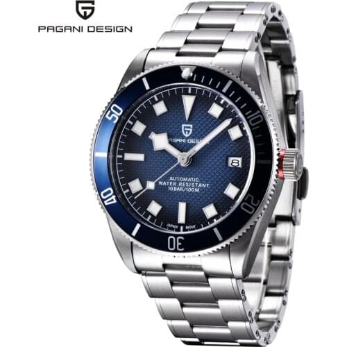 PAGANI DESIGN Sports Diving Mens Watch Luxury Mechanical Automatic Watch 100M Waterproof Stainless Steel NH35 Reloj Hombre 1671