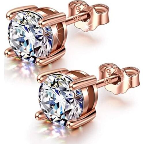 Luxury Female Aquamarine Stone Earrings Crystal 925 Sterling Silver Wedding Earrings For Women Vintage Double Stud Earrings