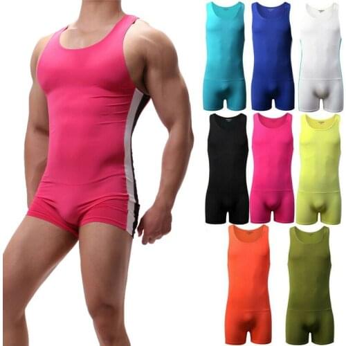 Sexy Mens Undershirts Shorts Leotard Sports Fitness Wrestling Singlet Bodysuits Swimwear Overalls Jumpsuits Underwear Sleepwear