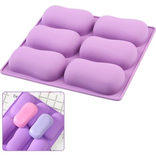 Handmade Soap Silicone Mold Six Oval Molds Silicone Cake Mold Classic 3D Diy Silicone Molds For Soap Cake Mold