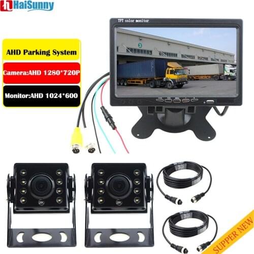 Night Vision AHD Car Reverse Backup Camera Monitor System With 1280*720P Waterproof Ahd Camera For Truck Bus Trailer RV
