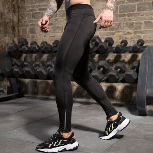 Gym Pants Men Compression Leggings Sports Pants Men Training Slim jogging Pants Mens Skinny Tights Compression Trousers Zipper