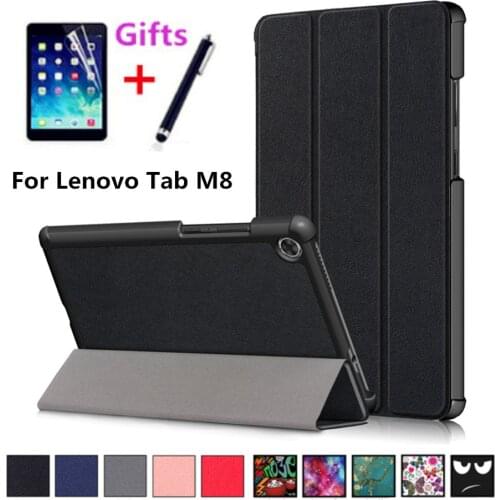 For Lenovo Tab M8 Case Smart PU Leather Flip Cover for Lenovo TAB M8 TB-8505F TB-8505X Tablet Stand Cases+Screen Protector+Pen
