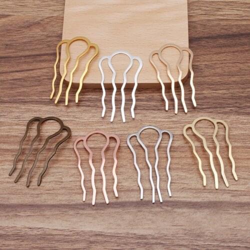 Mibrow 5pcs/lot Vintage 4 Teeth Comb Hair Accessories Gold/Bronze Color Hairpin Hair Wear Retro Barrette Hair Jewelry Findings