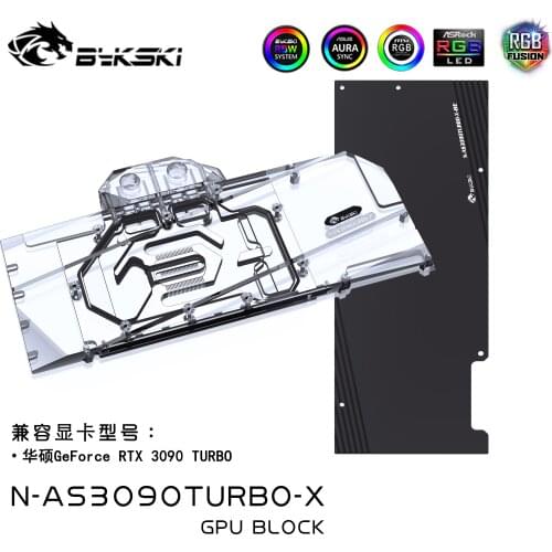 Bykski Water Block Use for ASUS GeForce RTX 3090 TURBO Video / GPU Card / Copper Cooling Radiator RGB SYNC / N-AS3090TURBO-X