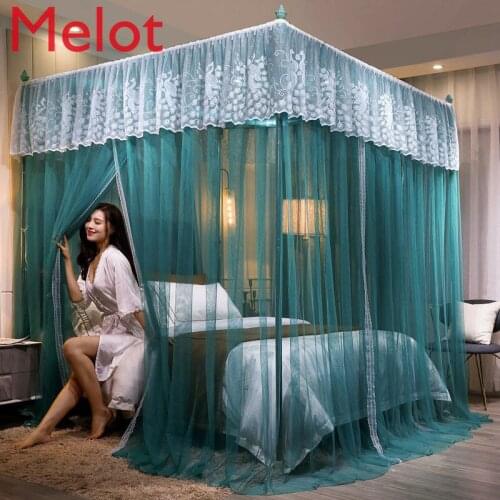 High-End Luxury Mosquito Net Household Three-Door Thickened Stand Floor Princess Bed European Court Thickened and Densely Woven