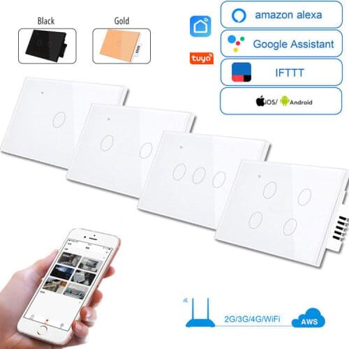 Wifi Smart Light Switch luxury Wall Touch Sensor Switch US/EU Standard switch power Crystal Glass Work with Alexa Google Home