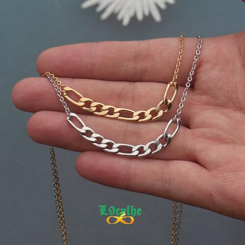 Gold Ketting Figaro Chain Charm Necklace Stainless Steel Choker For Women Christmas Gift Fashion Jewelry Naszyjniki Damskie
