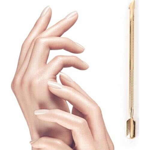 1pcs Cuticle Pusher Remover Stainless Steel Gold Color Cuticle Pusher Trimmer Remover Pedicure Nail Art Tools Dual-end Pusher