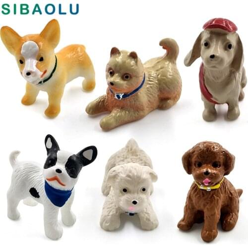 1pc Playing Dog Figurine Miniature Lifelike Puppy Animal Decoration mini fairy garden Cartoon statue craft Home Car Ornament