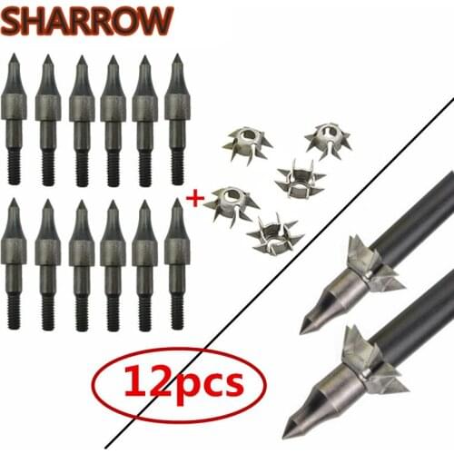 12pcs Archery Target Point Tips With 100grain Screw-in Arrowhead Broadheads Judo 8 Paw Arrow Points Hunting Shooting Accessories