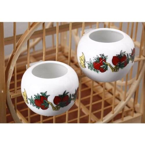 2Pcs Ceramic bird food cans/ lovesick cup small bird feeders supplies bird cup feed tank bird cups bottles