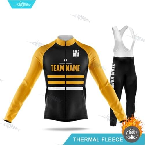 2021 Cycling Clothing Long Sleeve Men Jersey Set Team Uniform Custom Racing sports team Kit Winter Breathable Casual Wear