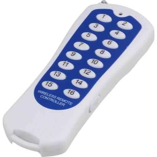 433MHz 16CH Wireless Remote Control Transmitter 16 Buttons White Blue