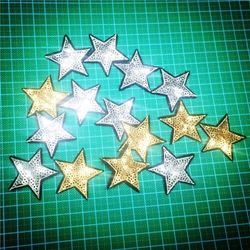 48pcs Gold and silver Star Sequins Badges Patches For Clothing Sticker Clothing Sticker