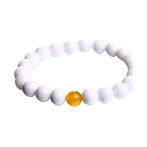8mm High Quality Nature Pure White Tridacna and Yellow Bracelets Round Beads Giant Clam Bangles Mussel Jewellery