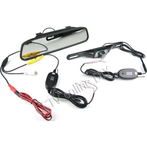 ANSHILONG Wireless 4.3" LCD Car Rear View Rearview DVD Mirror Monitor + IR Backup Camera System Kits