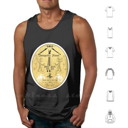 White Hand Ale Tank Tops Vest 100% Cotton Isengard Ale White Hand Tolkien Two Towers Beer Funny