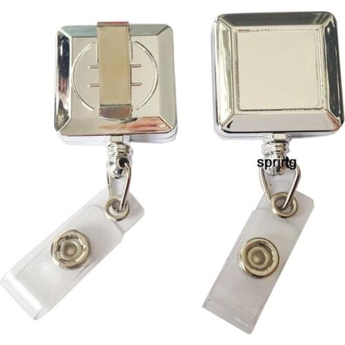 Square Elastic Keychain Retractable Alarm Work Card Key Chain Anti-lost Retractable Keyring Key Small Accessories