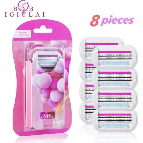 IGUETTA Four-Layer Induction Llade Can Replace Pink Women Replacement Kit For Underarm Shaving Private Part Hair Removal Knife